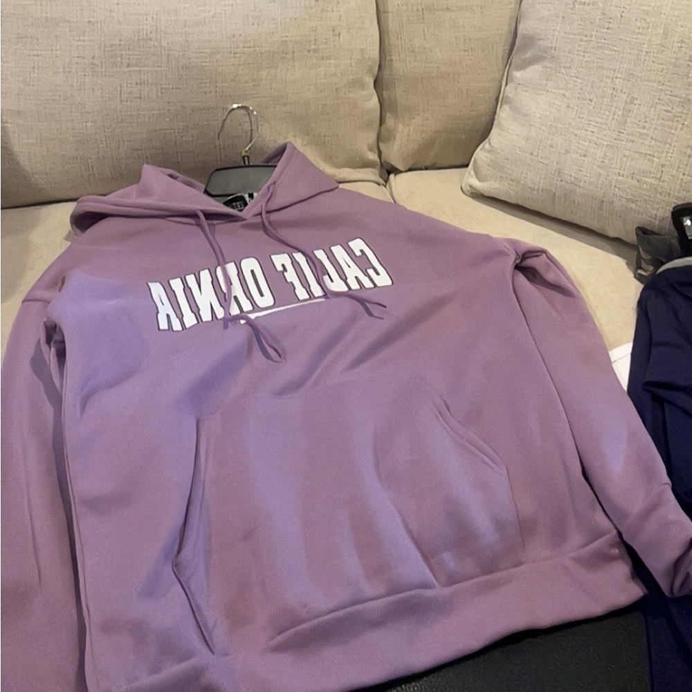 SHEIN Purple Hoodie with White Print
